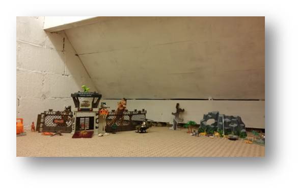 The tiny loft over the extension which we turned into Adam's play den