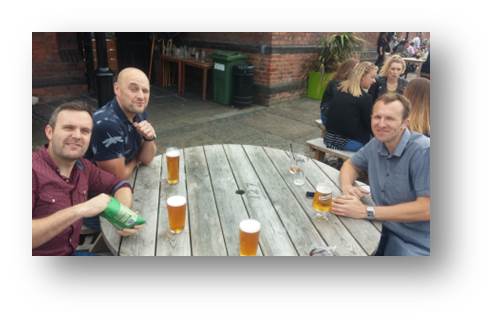 A rare photo of the boys. Gaz bottom left, Dave, middle and Paul on the right in Liverpool on a bit of a day session.