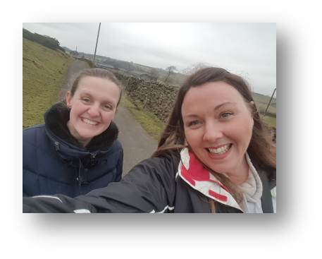 Smashing done, it's time for Rachel and Emma to take a walk in the countryside.