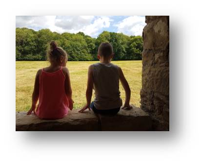 Adam and Emily survey the new view now the scaffolding has been taken down.