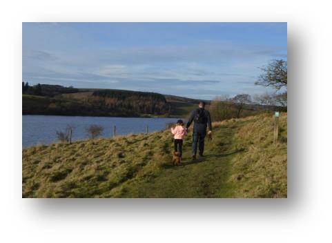 Daddy adn Emily help each other to keep going