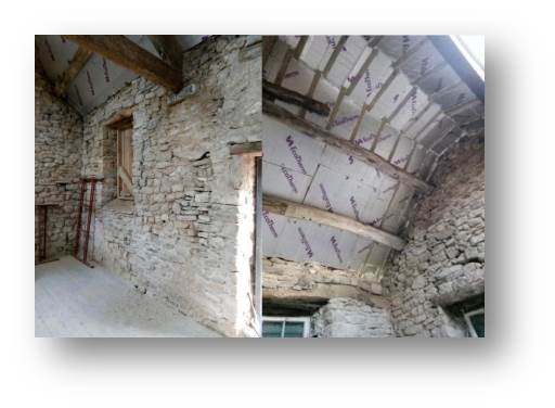 100mm insulation going between the rafters of the hall roof.