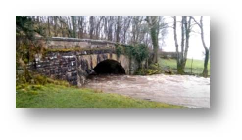 During the heavy rains and flooding, the water level under the bridge goes up by around 2 metres