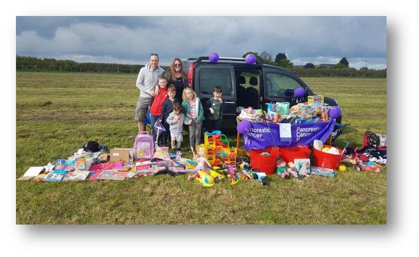The charity car boot sale at Burscough in aid of Pancreatic Cancer UK for Rachel's dad Gary