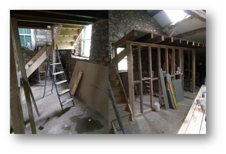 The stairwell and mezzanine flooring start to go on, making an already solid build even more solid.