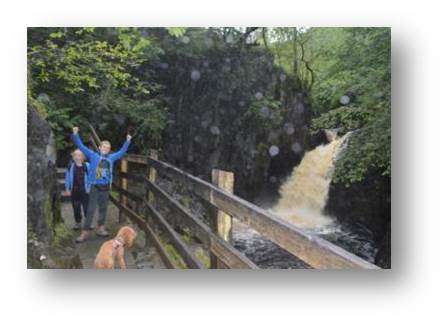 Adam trying to outroar the waterfalls at Ingleton