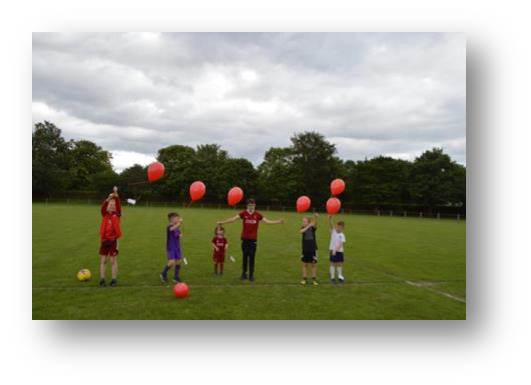The kids balloon release at Maghull Football Club in memory of Gary