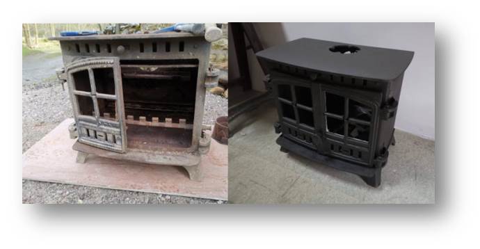 Log burner before its restoration