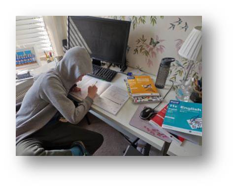 Adam gets his head down during Home Schooling