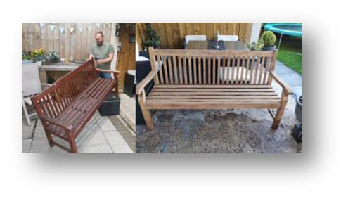 Before and After of the bench Rachel found online.
