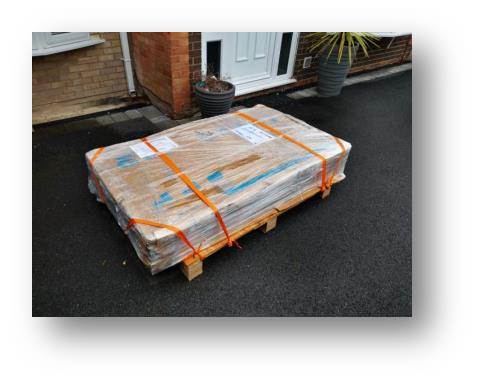 The wrong panels all packaged up again, ready for collection